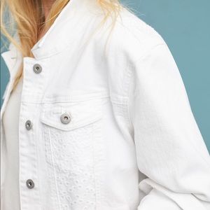 Anthropologie white jean jacket with eyelet